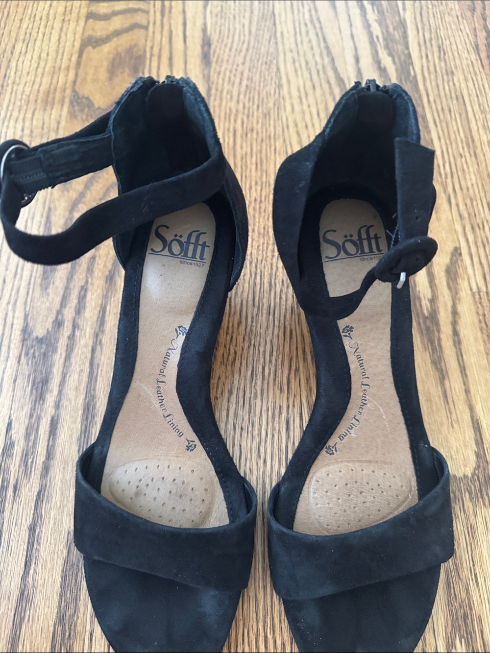 Söfft Black Suede Ankle-Strap Wedges - Picture 12 of 15